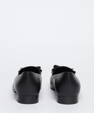 Logo detail bow trim leather ballet flat