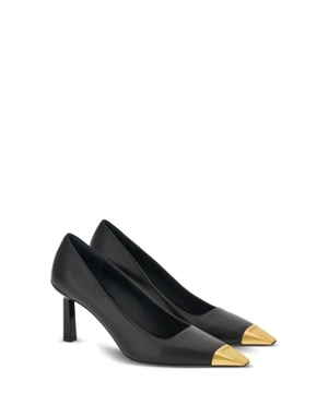 Metal front leather pumps