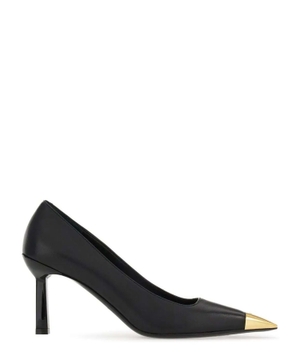 Metal front leather pumps