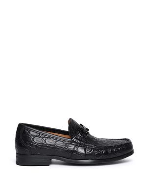 Crocodile effect leather loafers