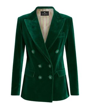 Double breasted velour blazer