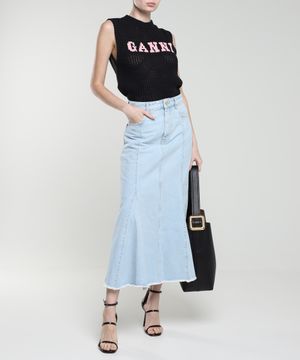 Denim midi skirt