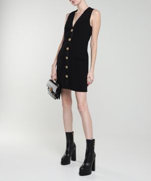 V-collar sleeveless mini dress