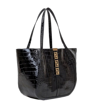 Crocodile leather effect Greca Goddess Large tote bag