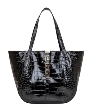 Crocodile leather effect Greca Goddess Large tote bag