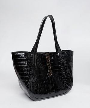 Crocodile leather effect Greca Goddess Large tote bag