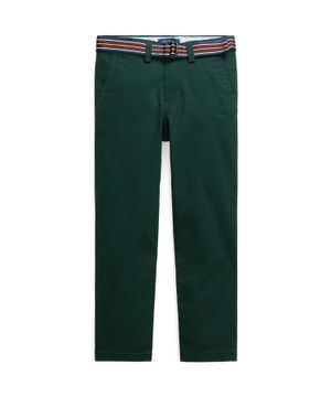 Trousers with belt and logo embroidery