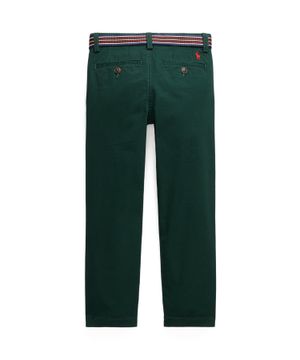 Trousers with belt and logo embroidery