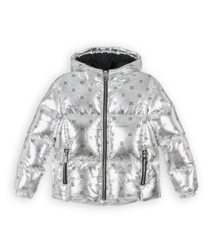 Logo printed quilted jacket