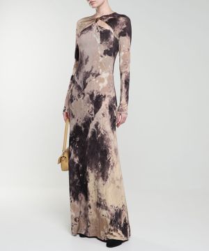 Printed maxi dress with long sleeves