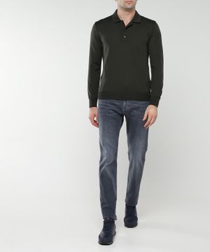 Wool polo with classic collar