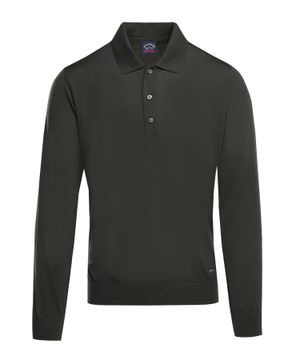 Wool polo with classic collar