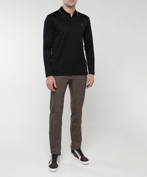 Long sleeve polo with classic collar