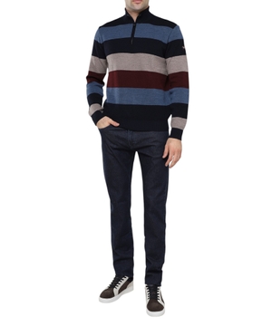 Striped long sleeve wool sweater