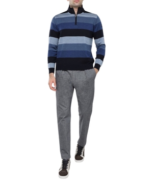 Striped long sleeve wool sweater