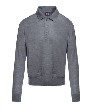 Wool polo with classic collar