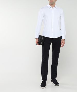 Straight-fit shirt with long sleeves