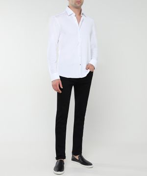 Straight-fit shirt with long sleeves