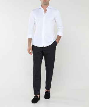 Straight-fit shirt with long sleeves