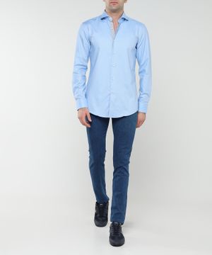 Straight-fit shirt with long sleeves