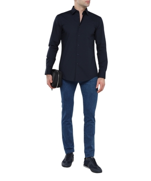 Straight-fit shirt with long sleeves