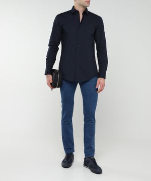 Straight-fit shirt with long sleeves