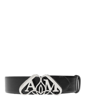 Leather belt with logo