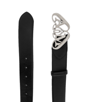 Leather belt with logo