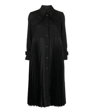 Pleated design long sleeve coat