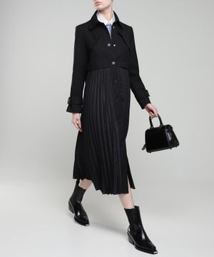 Pleated design long sleeve coat