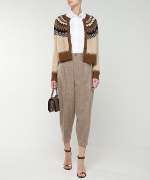 Wool-blend tweed trousers