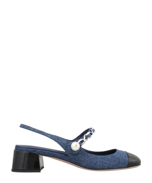 Chain detail denim trim pumps