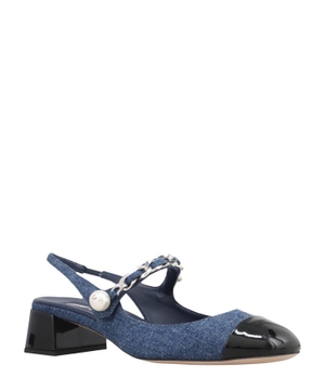 Chain detail denim trim pumps