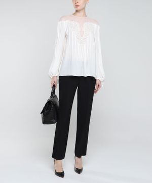 Lace detailed long-sleeve blouse