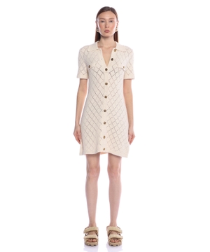 Pointelle Polo short sleeve dress