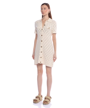 Pointelle Polo short sleeve dress