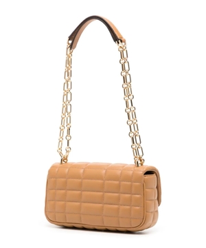 Quilted design leather shoulder bag