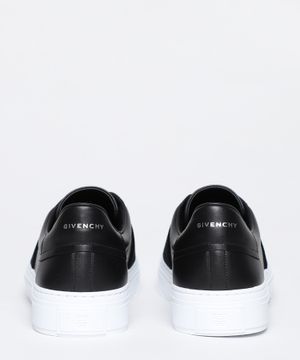 Logo embroidered leather sneakers