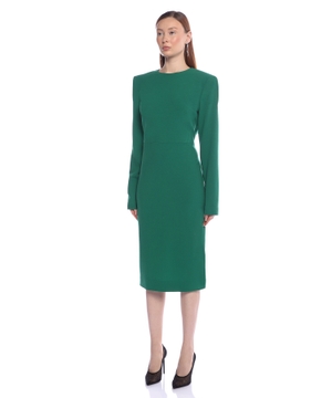 Wool blend long-sleeve midi dress