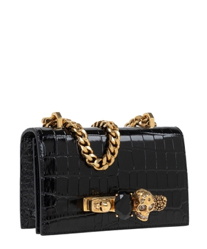 Crocodile pattern leather shoulder bag