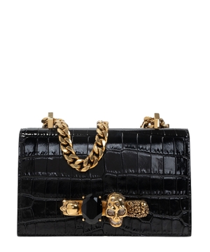 Crocodile pattern leather shoulder bag