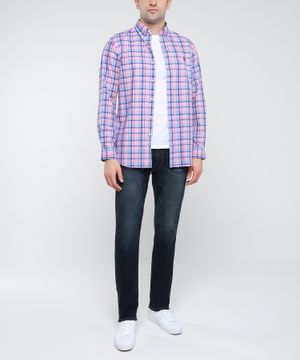 Logo embroidered checkered shirt