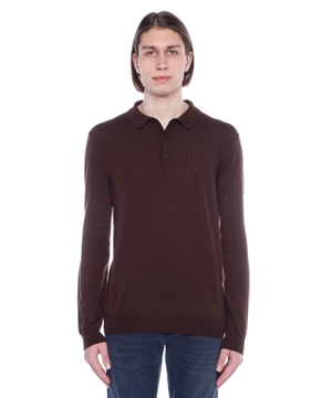 Long-sleeve knitted polo