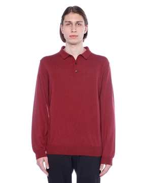 Long-sleeve knitted polo