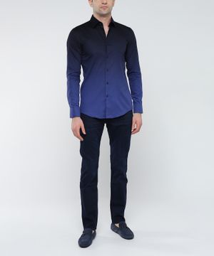 Long-sleeve shirt with classic collar