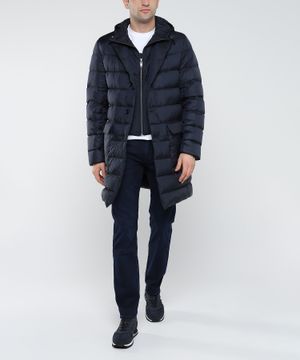 Quilted design hooded long-sleeve jacket