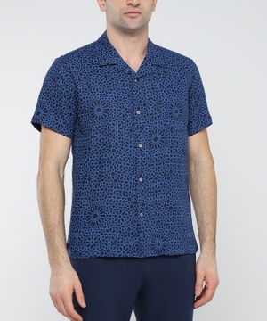 Classic collar printed short sleeve shirt