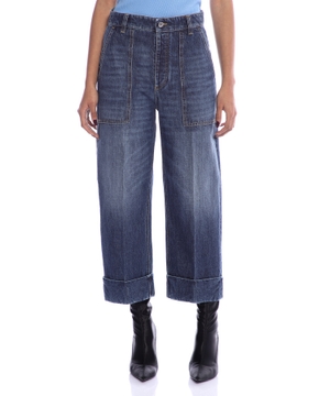 High-waist cropped jeans