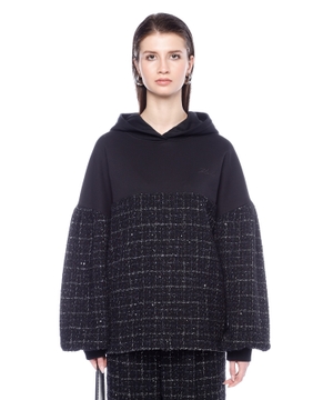 Long-sleeve boucle hoodie