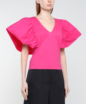 V-neck T-shirt with voluminous sleeves